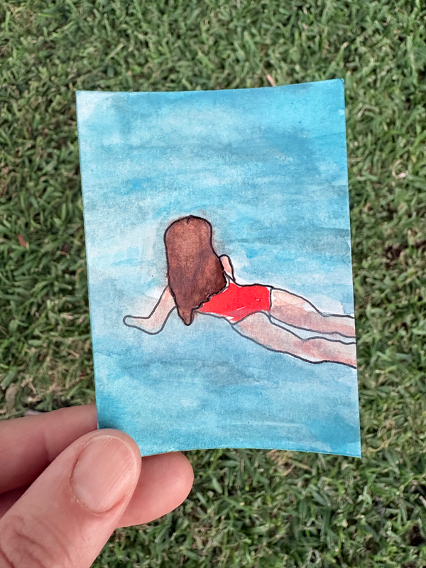 Float - LAKE series 2/3 aceo art card