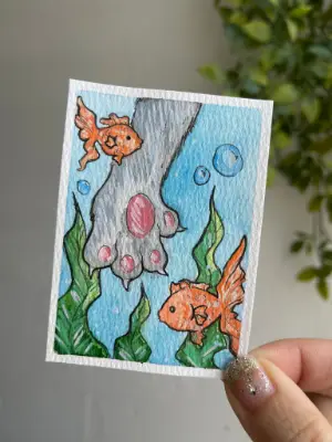 Bad Kitty! aceo art card thumbnail 2