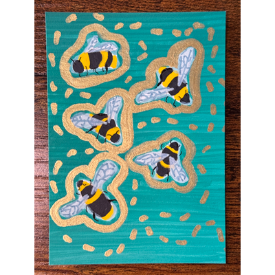 Bumble of Bees aceo art card thumbnail 1