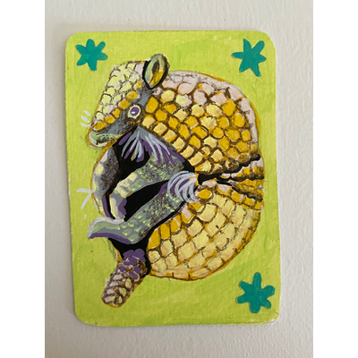 Rollo armadillo - wildlife portrait by Norah Mae aceo art card thumbnail 2
