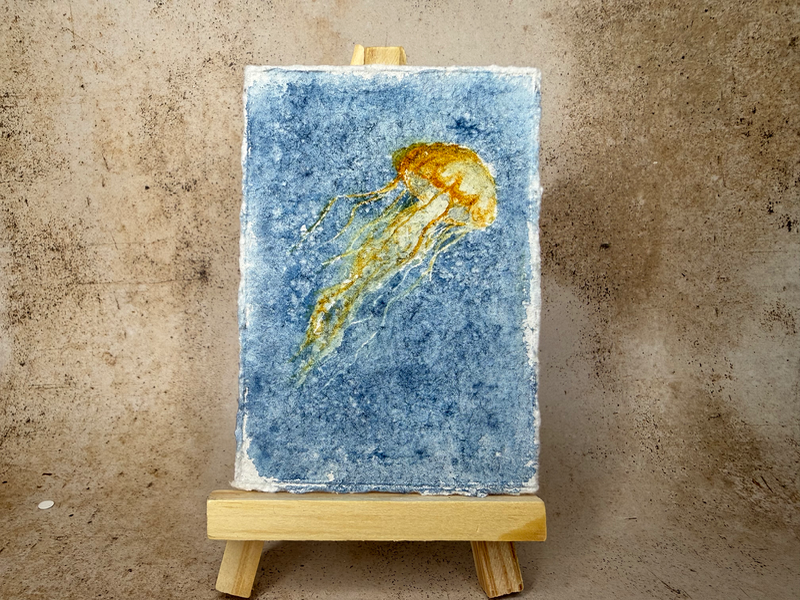 Golden Jellyfish aceo art card