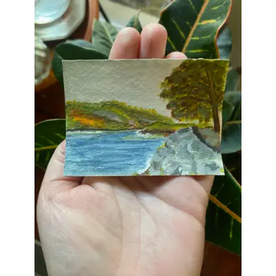 View from the Hudson aceo art card thumbnail 2