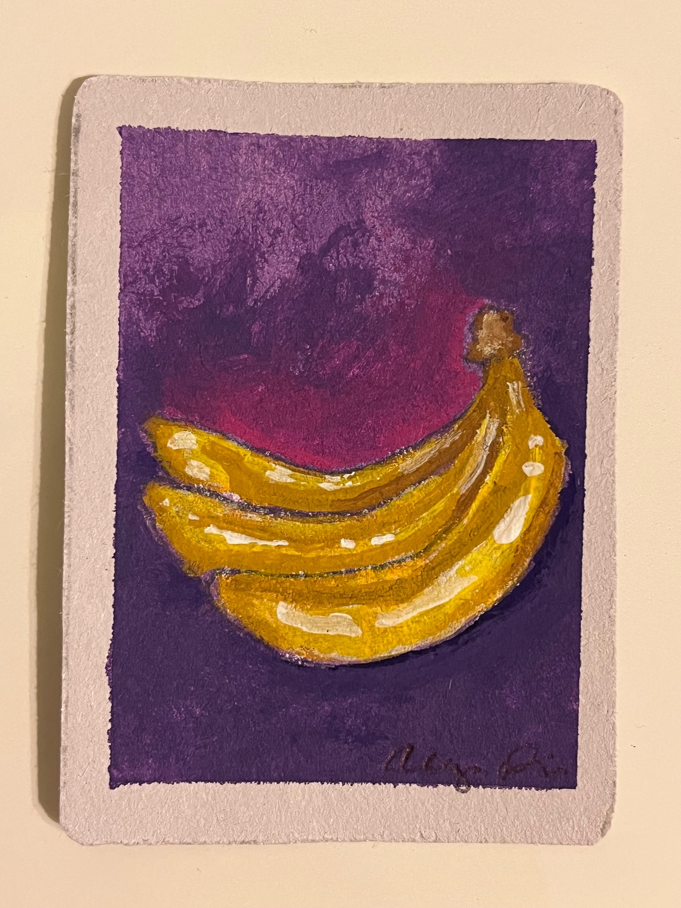 Acrylic bananas aceo art card