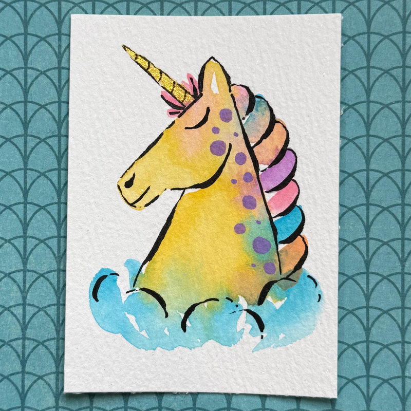 Pastel Unicorn aceo art card