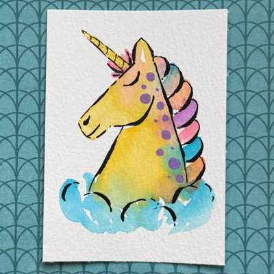 Pastel Unicorn aceo art card thumbnail 1