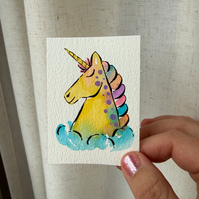 Pastel Unicorn aceo art card thumbnail 2
