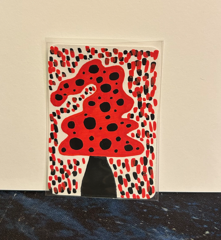 Lady Bug Mushroom aceo art card