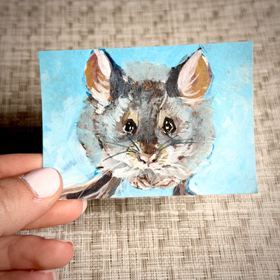 Blue Field Mouse By Lizz aceo art card thumbnail 1