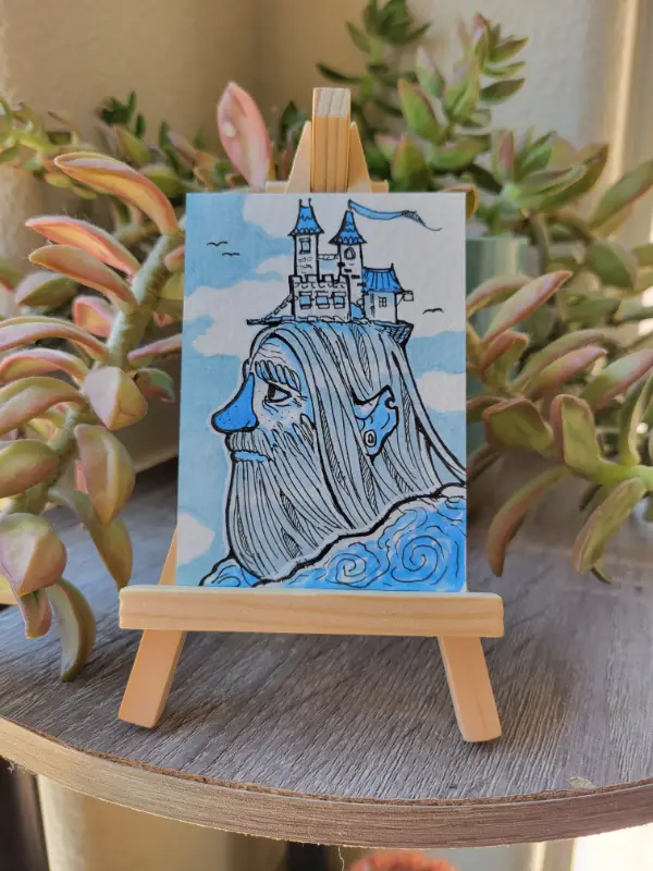 Contemplating aceo art card