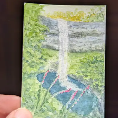 South Falls, Silver Falls SP aceo art card thumbnail 1