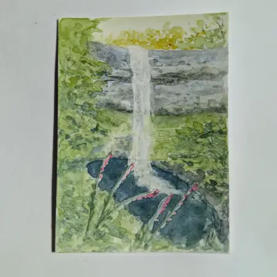 South Falls, Silver Falls SP aceo art card thumbnail 2