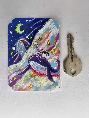Space Whales aceo art card thumbnail 2