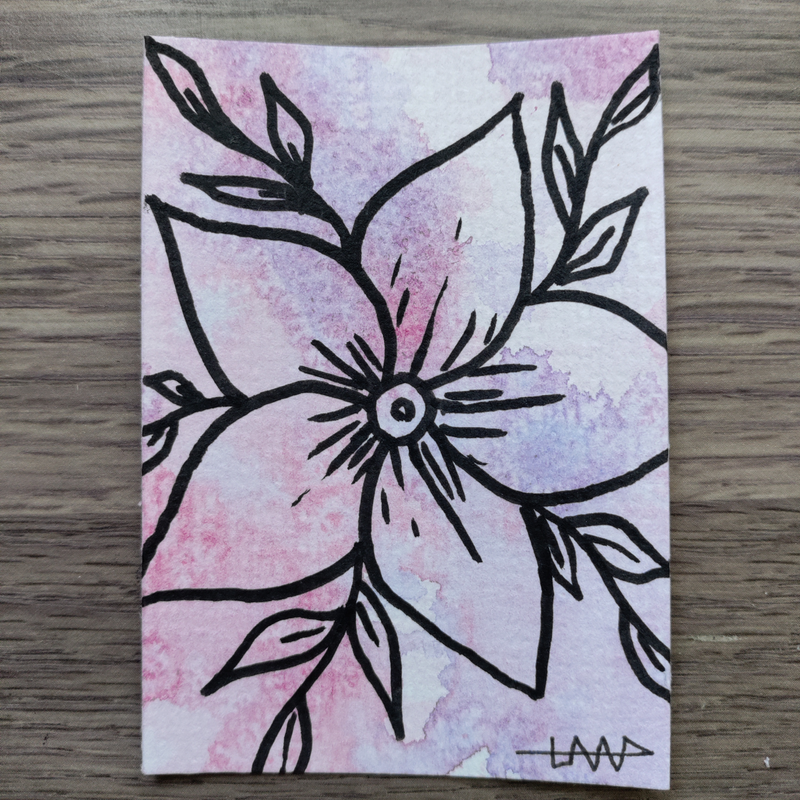 ACEO Original Painting Acrylic Paint_ Flowers #7/9  2.5x3.5 in  On Paper by Lima aceo art card