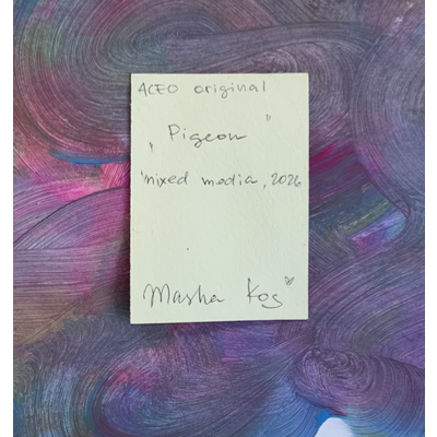 Mixed Mideast bird Pigeon aceo art card thumbnail 2