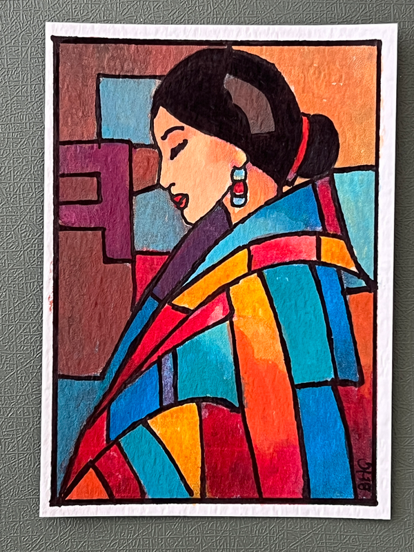 Coat of many colors aceo art card