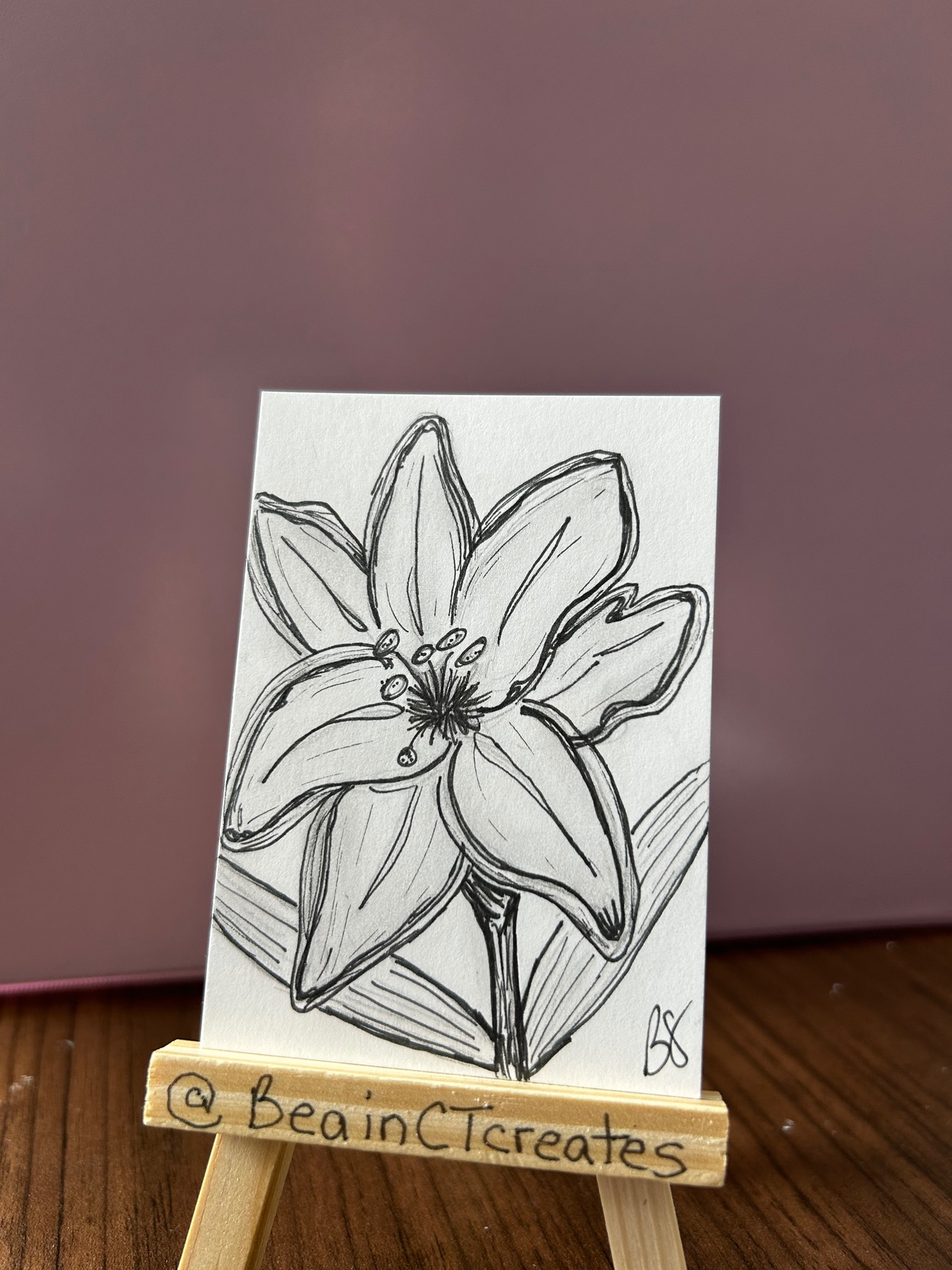 Lily in Ink aceo art card