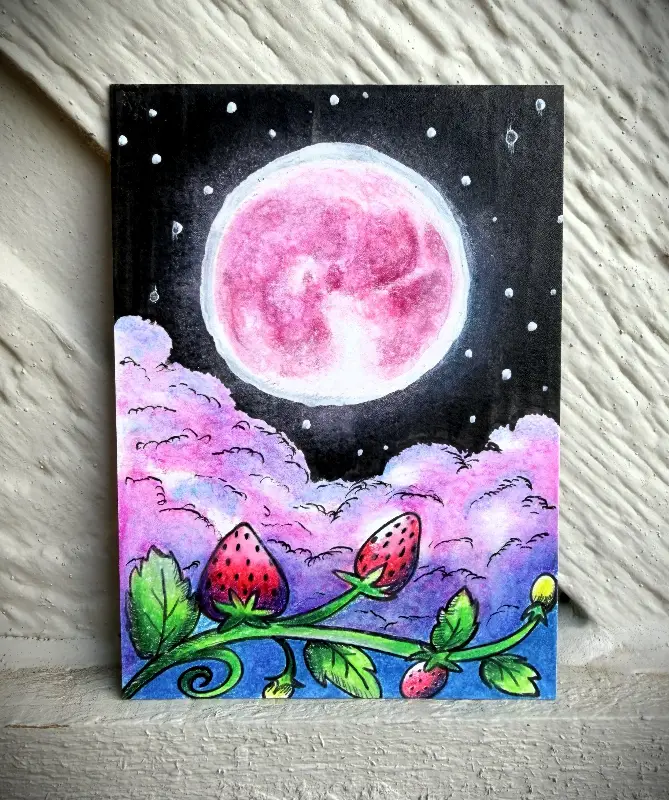 Sweet Summer Moon aceo art card