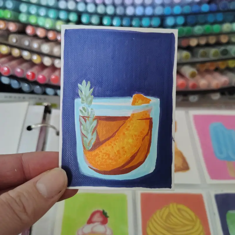 Whiskey Cocktail aceo art card