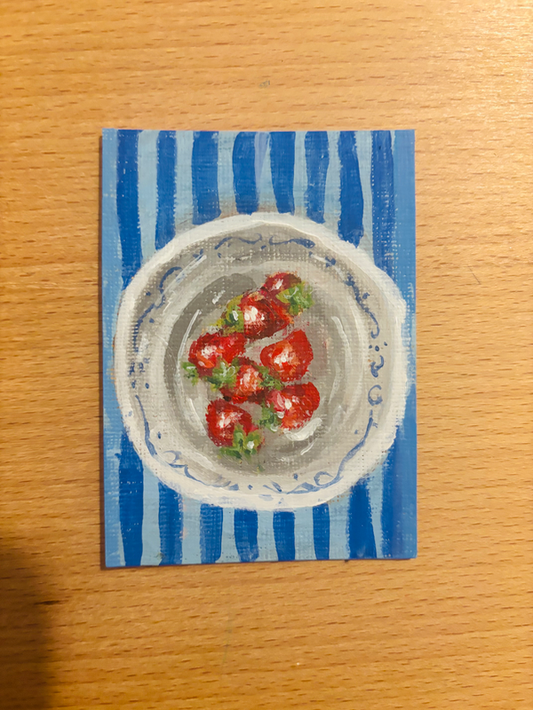 “Table Top Berries” Acrylic Painting aceo art card