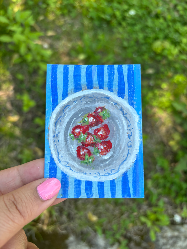 “Table Top Berries” Acrylic Painting aceo art card