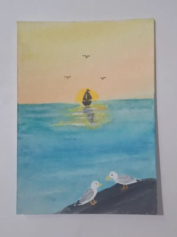 Seaside Sunset aceo art card