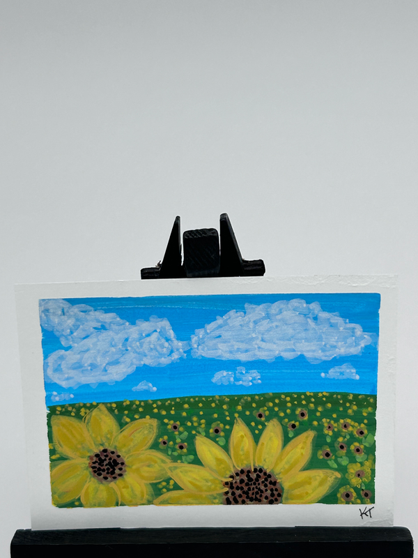 Sunshine Meadow- Sunflower Original Mini Art by TrueBloomsArt aceo art card