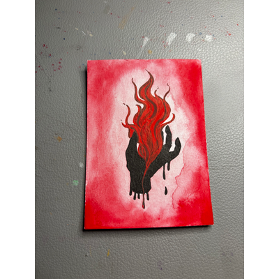 Purple and Red Fire Fantasy aceo art card thumbnail 2