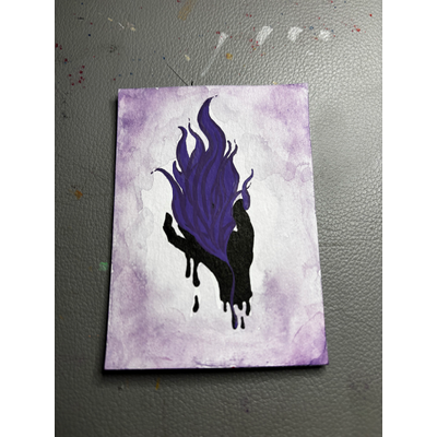 Purple and Red Fire Fantasy aceo art card thumbnail 1
