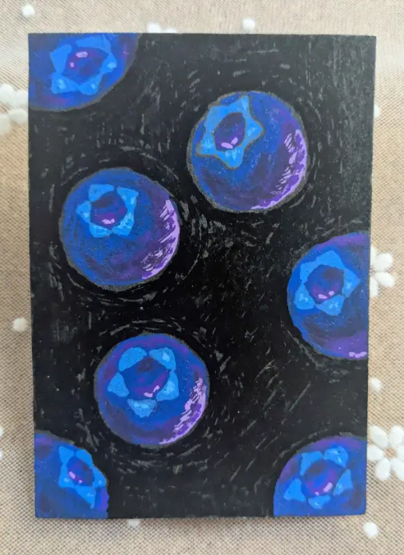 Blueberries aceo art card