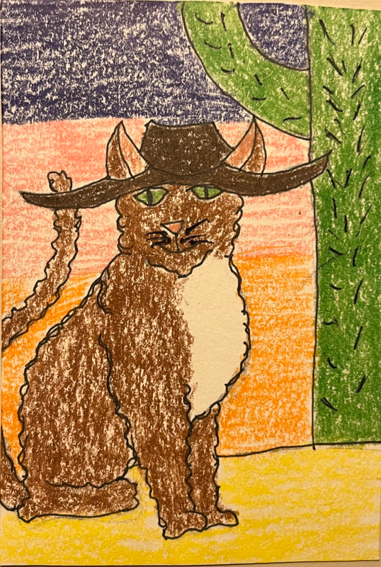 Desert Cat aceo art card